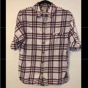 Plaid Short Sleeve Flannel Top